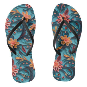 Seamless floral paper pattern Pair of Flip Flops