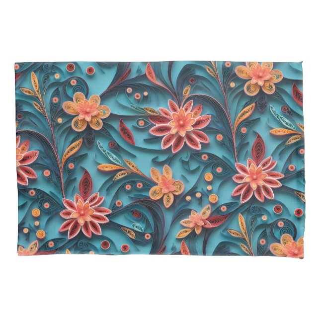 Seamless floral paper pattern Pillowcase (Front)