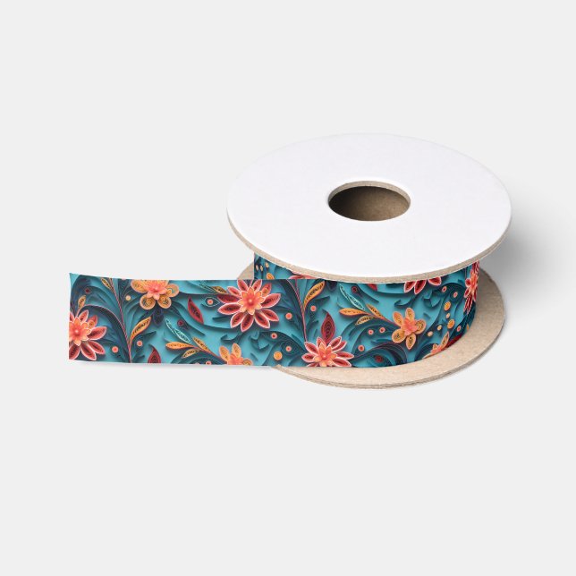 Seamless floral paper pattern Ribbon Satin Ribbon (Spool)