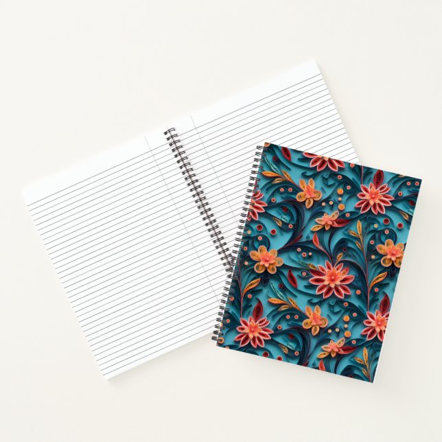 Seamless floral paper pattern Spiral Notebook (Inside)
