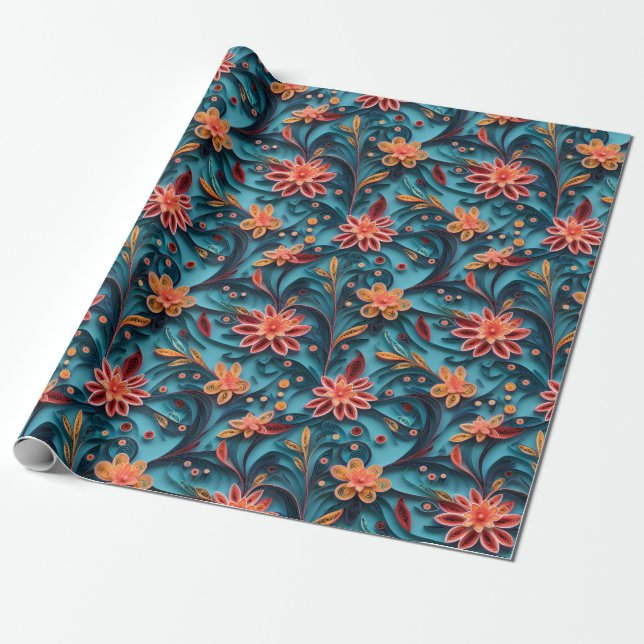 Seamless floral paper pattern Wrapping Paper (Unrolled)