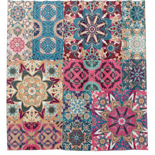 Seamless floral patchwork pattern. Vintage chequer