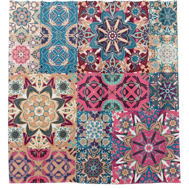 Seamless floral patchwork pattern. Vintage chequer (Front)