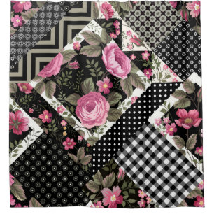 seamless floral patchwork pattern with geometrical