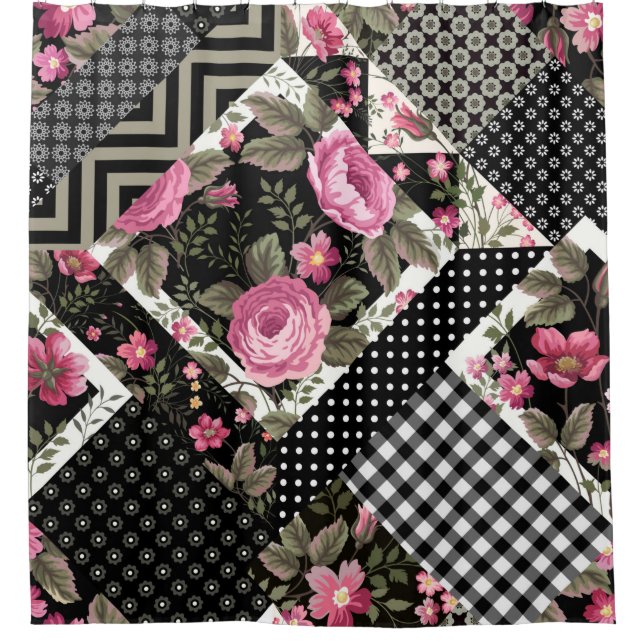 seamless floral patchwork pattern with geometrical (Front)