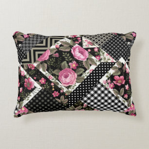 seamless floral patchwork pattern with geometrical accent pillow