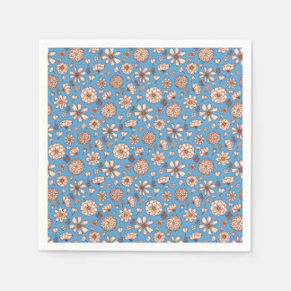 Seamless Floral pattern blue Napkin