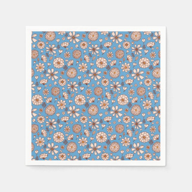Seamless Floral pattern blue Napkin (Front)