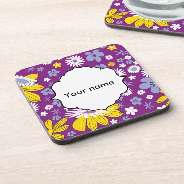 Seamless Floral Pattern Coaster (Left Side)