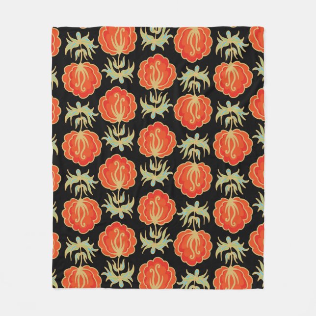 Seamless floral pattern fleece blanket (Front)