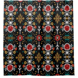 Seamless floral pattern folk colourful flowers and