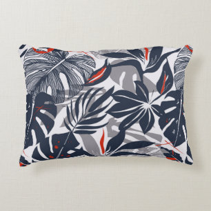 Seamless floral pattern from exotic jungle plants. accent pillow