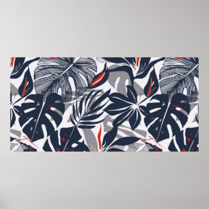 Seamless floral pattern from exotic jungle plants. poster