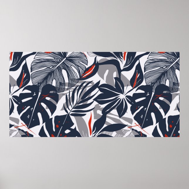 Seamless floral pattern from exotic jungle plants. poster (Front)