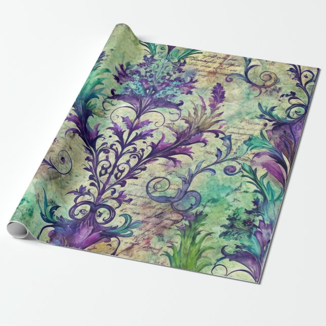 Seamless Floral Pattern Furniture Decoupage Paper (Unrolled)