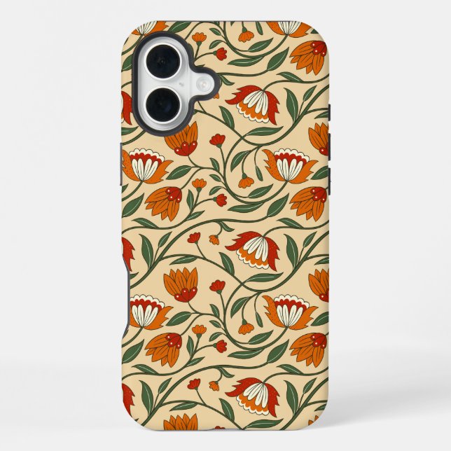Seamless floral pattern in beige background iPhone case (Back)