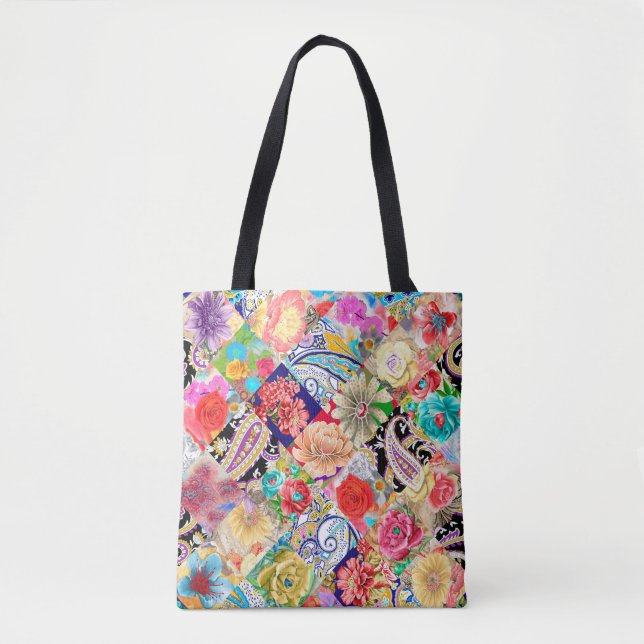 Seamless floral pattern in oriental paisley style. tote bag (Front)
