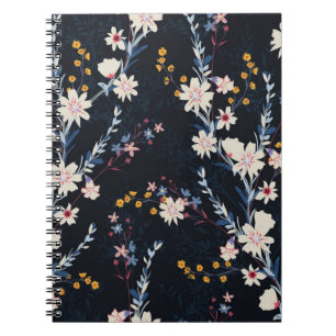 Seamless floral pattern in the night garden notebook
