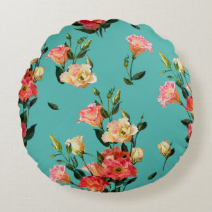 Seamless floral pattern in victorian style. Bouque Round Pillow