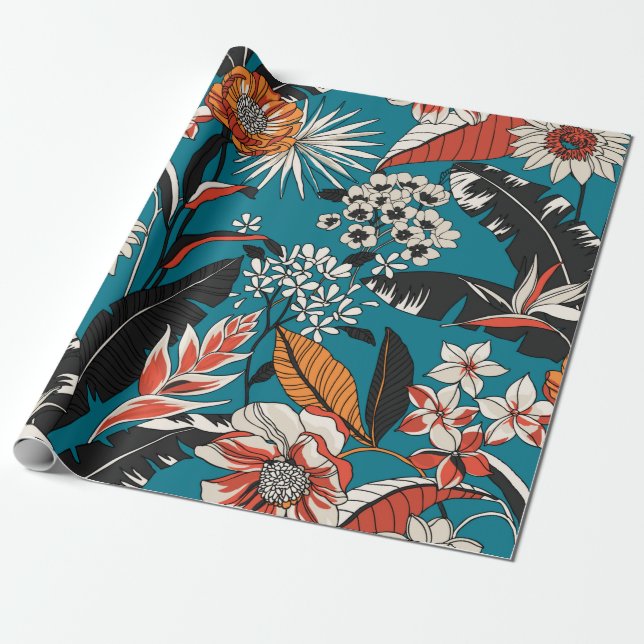 Seamless Floral Pattern in Wrapping Paper (Unrolled)