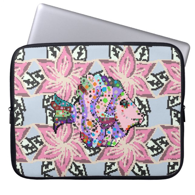 Seamless floral pattern. Leaf natural pattern in b Laptop Sleeve (Front)