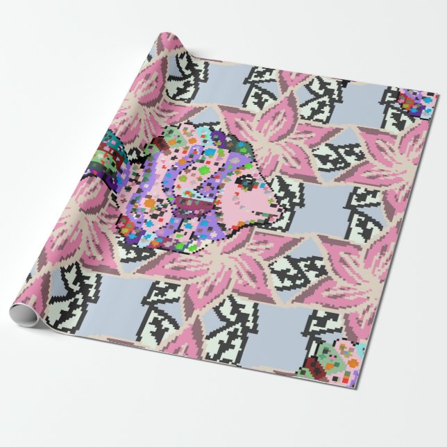 Seamless floral pattern. Leaf natural pattern in b Wrapping Paper (Unrolled)