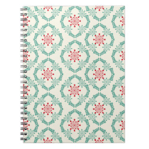 Seamless floral pattern of abstract flowers and le notebook