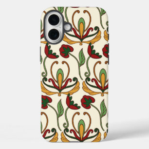 Seamless floral pattern on beige background iPhone 16 plus case