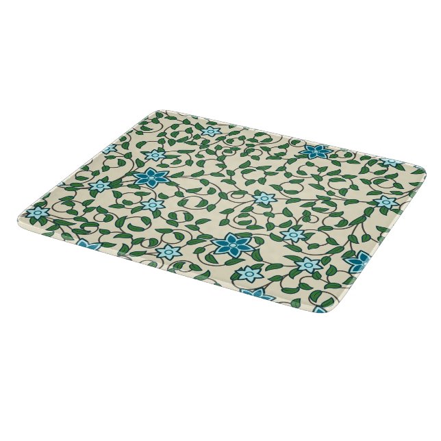 Seamless floral pattern on beige background cutting board (Corner)