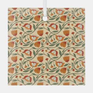 Seamless floral pattern on beige background glass ornament