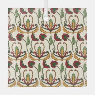 Seamless floral pattern on beige background glass ornament