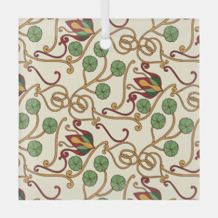 Seamless floral pattern on beige background glass ornament