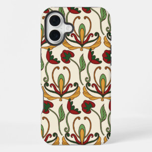 Seamless floral pattern on beige background iPhone 16 plus case