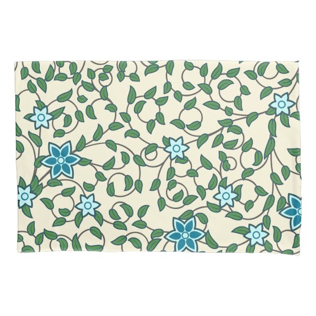Seamless floral pattern on beige background pillowcase (Front-Left)