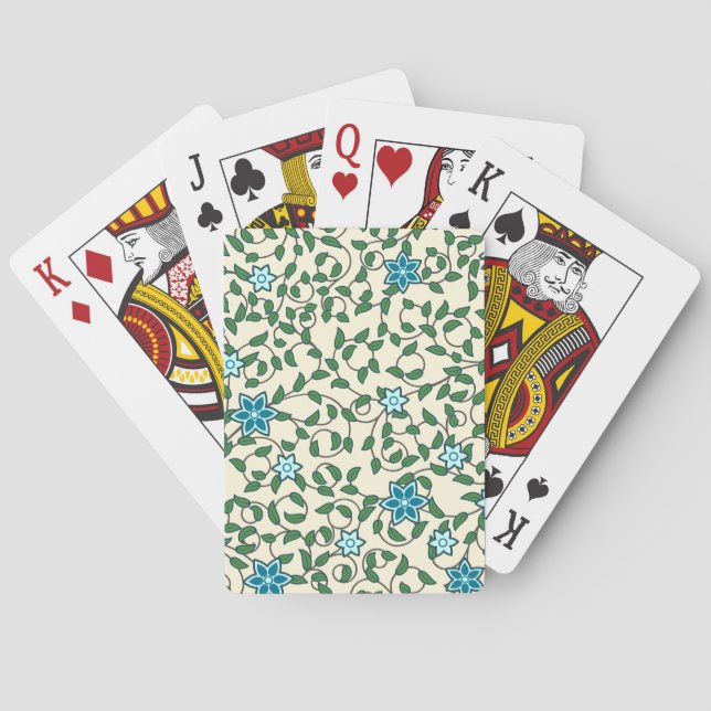 Seamless floral pattern on beige background playing cards (Back)