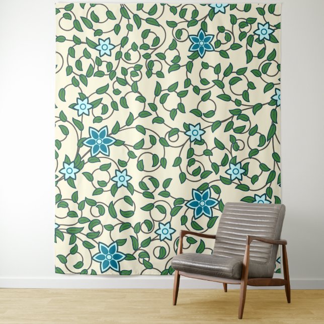 Seamless floral pattern on beige background tapestry (In Situ)