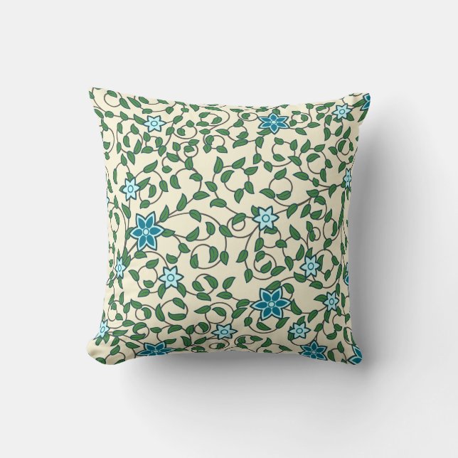 Seamless floral pattern on beige background throw pillow (Front)