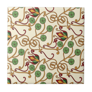 Seamless floral pattern on beige background tile
