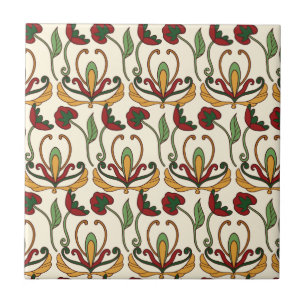 Seamless floral pattern on beige background tile