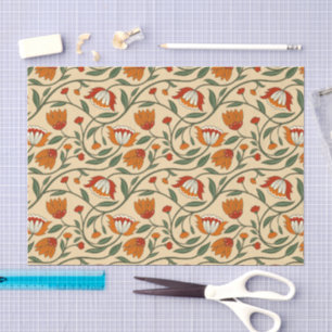 Seamless floral pattern on beige background tissue paper