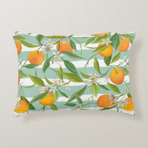 Seamless Floral Pattern. Orange Fruits Background. Accent Pillow