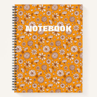 Seamless Floral pattern orange Notebook