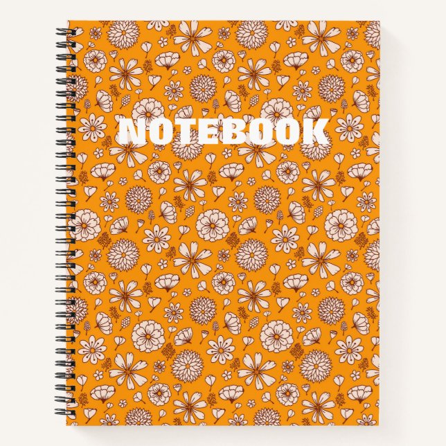 Seamless Floral pattern orange Notebook (Front)