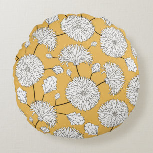 Seamless floral pattern. print with flowers. Texti Round Pillow