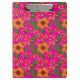 Seamless Floral Pattern Red Flowers Cute Botanical Clipboard