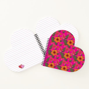 Seamless Floral Pattern Red Flowers Cute Botanical Notebook