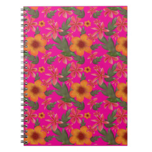Seamless Floral Pattern Red Flowers Cute Botanical Notebook