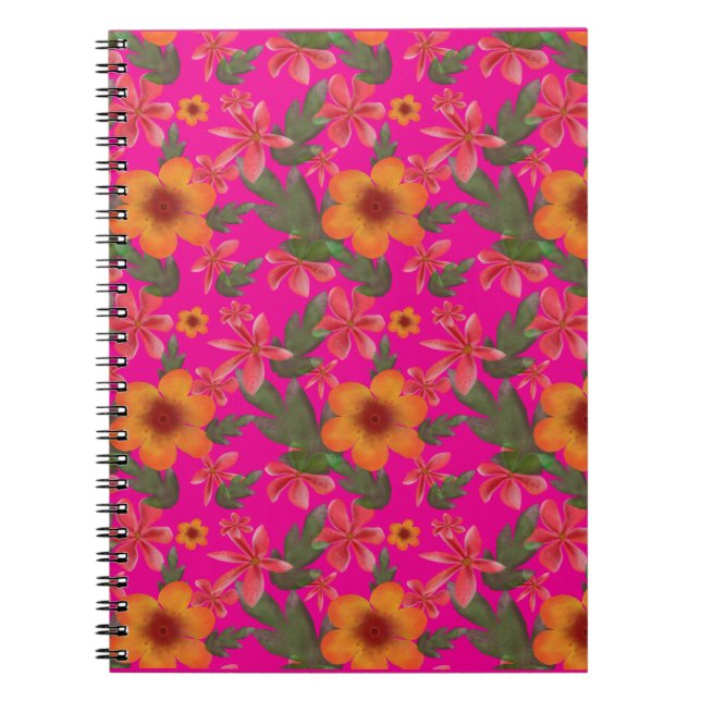 Seamless Floral Pattern Red Flowers Cute Botanical Notebook (Front)