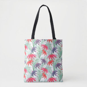 Seamless floral pattern. Red, purple flowers on a  Tote Bag