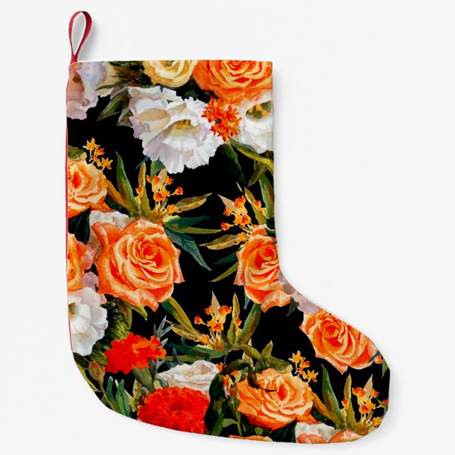 Seamless floral pattern. Roses and lisianthus on a Small Christmas Stocking (Front)